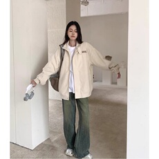春秋季杏色立领工装灯芯绒夹克男女宽松百搭休闲运动外套JKW21，男装夹克，星座1116A（原606A-3）