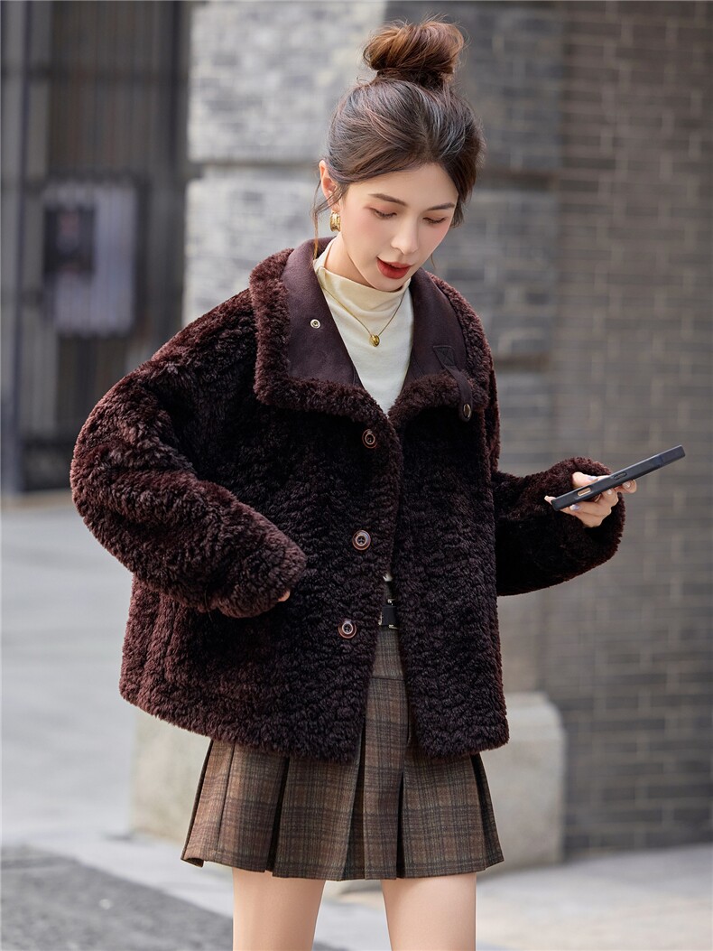 2025冬季新款~~双面穿皮毛一体,女装棉衣/棉服,意芙