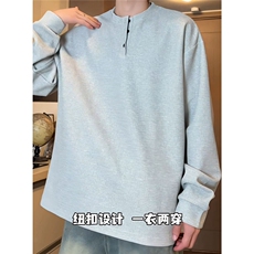 主推！秋季宽松情侣装T恤衫美式亨利领打底衫男TQTX02-特P28，男装T恤，电商C213(原B265)