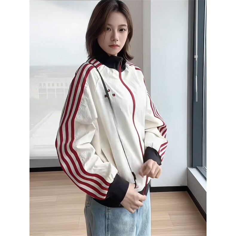 秋季美式休闲运动短款立领外套女宽松廓形撞色简约薄款夹克潮,男装夹克,星座506A