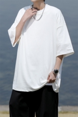 8XL-M重磅！特大码港风短袖T恤男士半袖男五分袖体恤衫DX306P40，男装T恤，电商D206-1