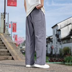 风亚麻透气休闲裤男士2025夏季新款休闲百搭直筒裤2412-P55，男装休闲裤，电商A008