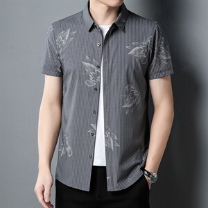 F67018男式2023年夏季新款衬衫男短袖休闲衬衣P75图片
