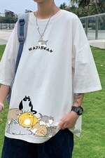 YT26155-P30亚短袖t恤男大码五分袖男宽松七分袖港风模特，男装T恤，电商A040