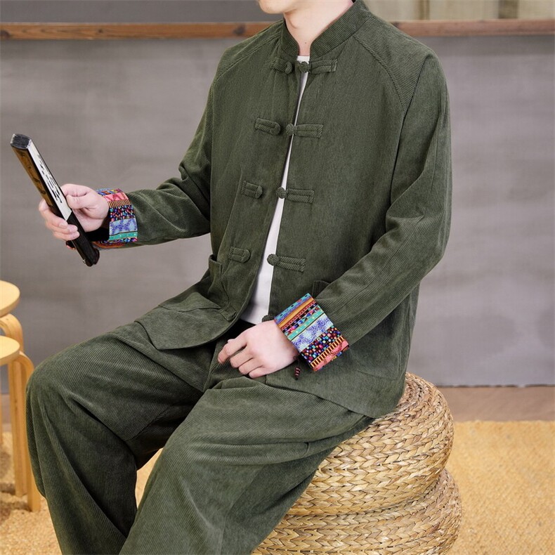 男士外套灯芯绒夹克盘扣立领唐装风XZ1512-2502单夹克-P80,男装夹克,星座1512