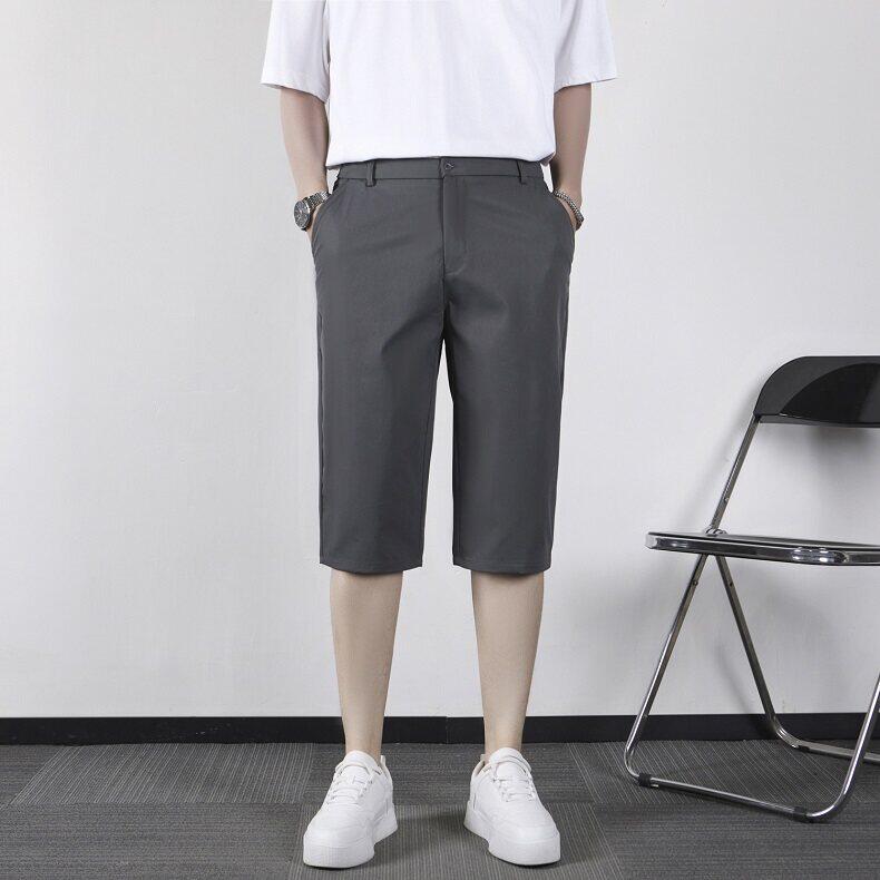 百搭ins潮流新款日系慵懒夏季冰丝商务休闲短裤六分裤宽松 KA70图片