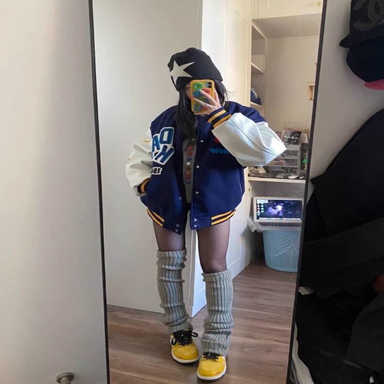 春季新款美式刺绣字母植绒棒球服外套潮牌休闲百搭立领夹克男女,男装夹克,星座218-8