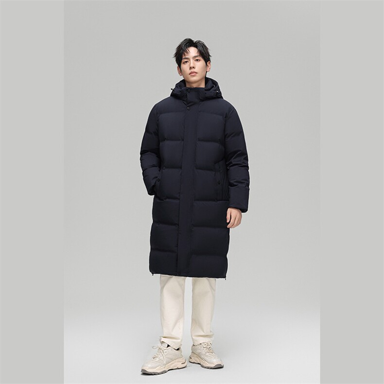 90%白鸭绒羽绒服长款过膝连帽压胶加厚保暖外套H810-P260368图片