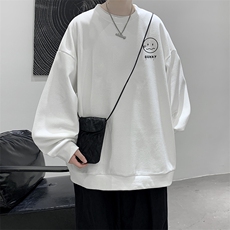 华夫格卫衣圆领卫衣男大码长袖t恤男外套HW76072-P30加绒款-P40，男装卫衣，电商A040