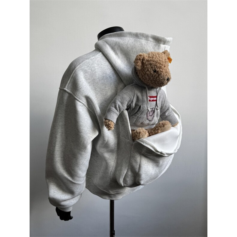 WE1953-P60带书包重磅连帽卫衣男女设计感外套，女装短外套，电商B323A