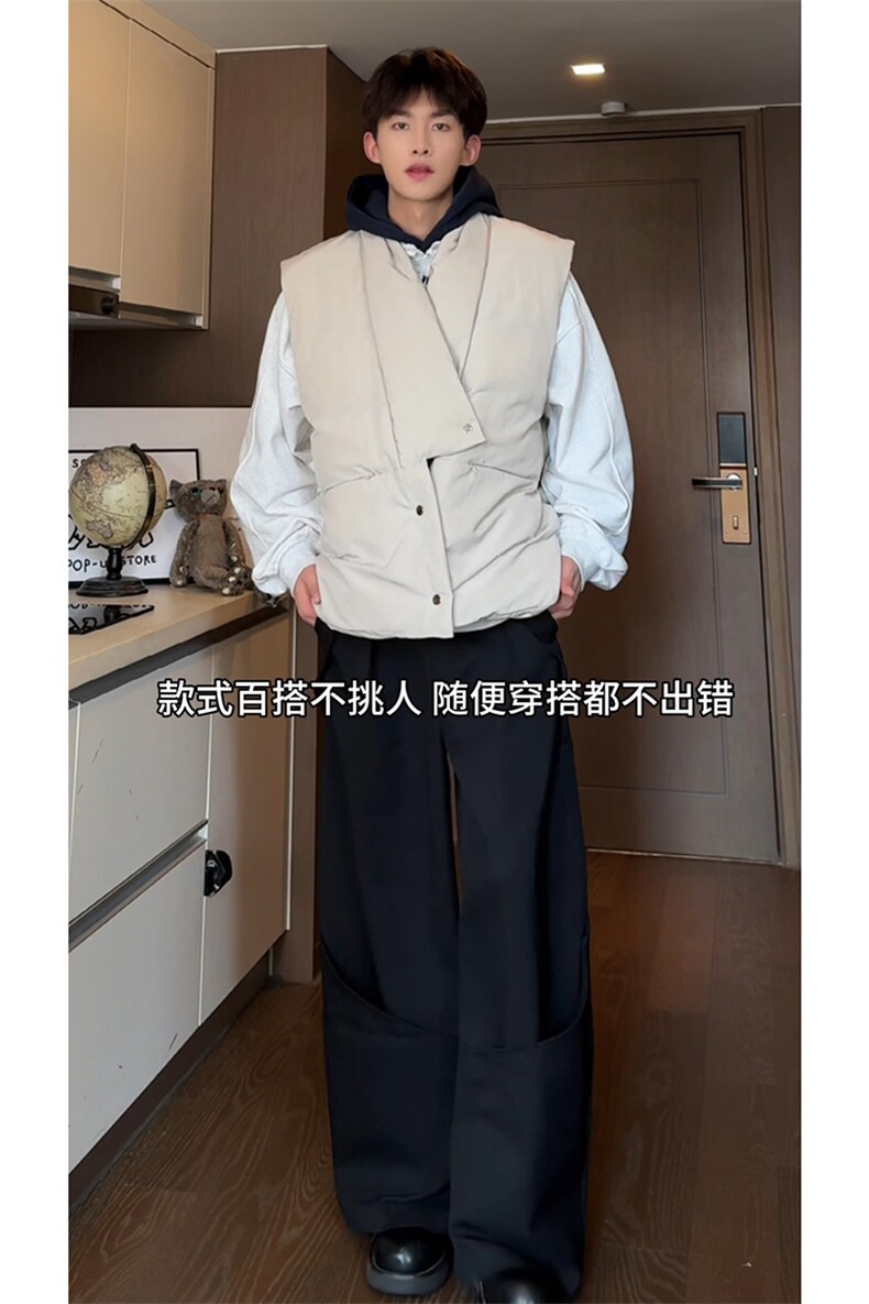 冬季新款棉衣马甲美式复古潮流高级感痞帅无袖外套HY684TP75,男装棉衣,电商A102B