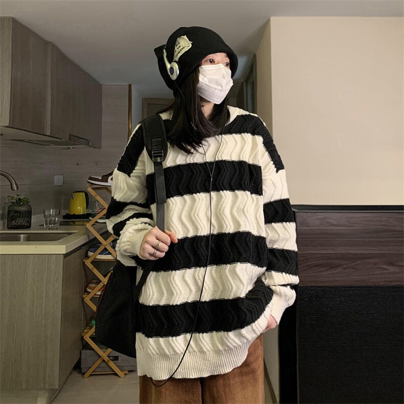 中性风！条纹毛衣男士加厚麻花线衣男针织衫女XH03-P60,男装针织衫/毛衣,电商B367