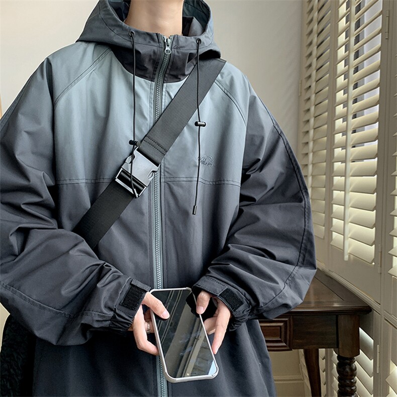 供抖音高品质港风渐变夹克秋冬连帽冲锋X416B-1-JK680-P85限118,男装夹克,星座416B-1