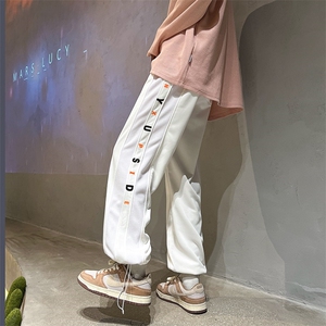 拼接条纹裤子男hiphop潮流宽松运动卫裤oversize休闲长裤K050-P35图片
