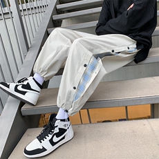 K3080/40休闲裤男排扣格子撞色宽松大码束脚运动裤子四季款控58，男装休闲裤，电商A141