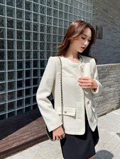 【现货】清新丽人奶油白小香风外套，其它，水锦红