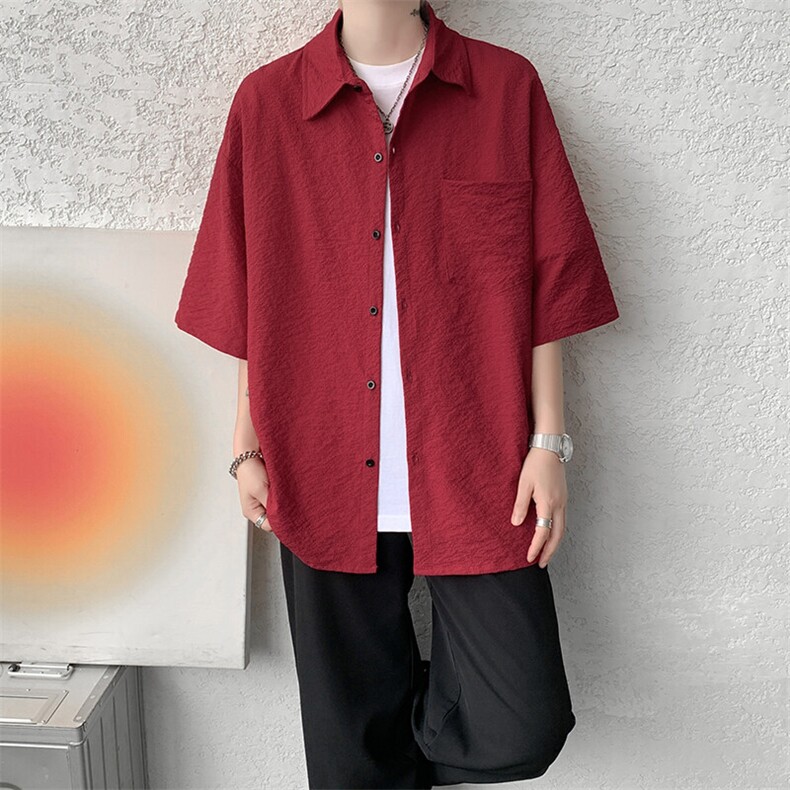 8XL-M泡泡纱盐缩肌理短袖衬衫男夏季冰丝外套防晒衬衣DC28011P36,男装衬衫,电商B312