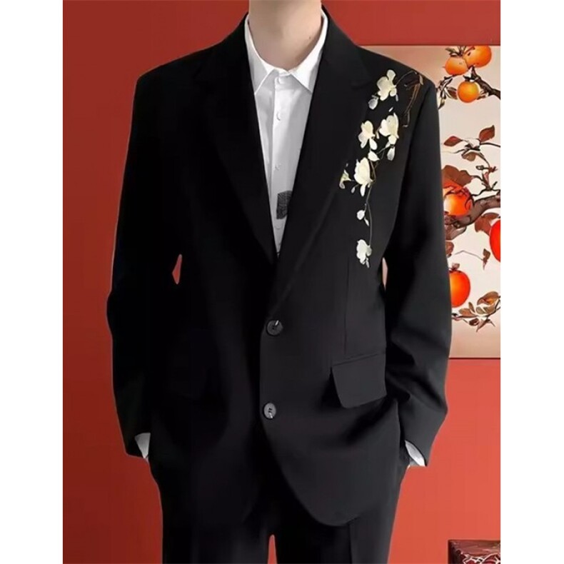 秋季轻奢立体绣花重工亮片休闲西服外套男痞帅演出西装XW75，男装西服套装，星座1116A（原606A-3）