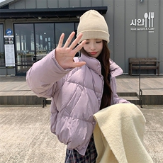 韩系紫色短款羽绒服女冬2024新款学院风减龄设计感加厚面包服外套，女装羽绒服，浙宝285（原212）