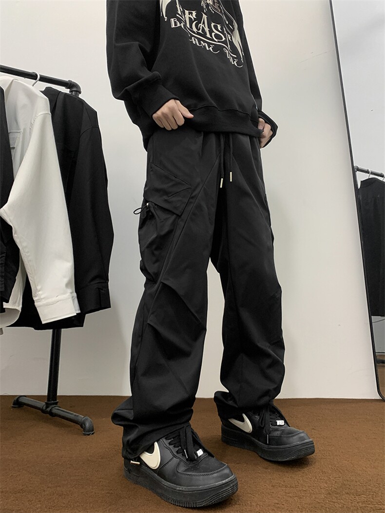 休闲裤子男潮牌痞帅高街褶皱工装休闲冲锋裤1001-1-AK887-P40,男装工装外套,星座1001-1