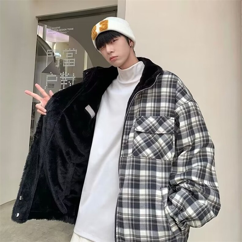 2023美式秋季夹克新款男时尚潮外套双面穿羊羔棉外套J9902P85,男装夹克,星座1116-2