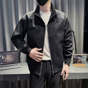 新款社会小伙时尚工装夹克男店主秋装外套男JK87-P78 控128 黑色图片