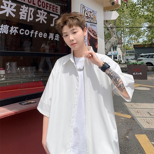 2026夏休闲褶皱冰丝凉感短袖五分袖半袖衬衫 CS1800/特P30 白色3图片
