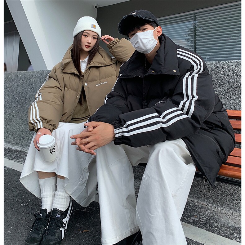 EQ332情侣装冬装棉衣外套男女同款三条织带面包服,男装棉衣,电商C306-1