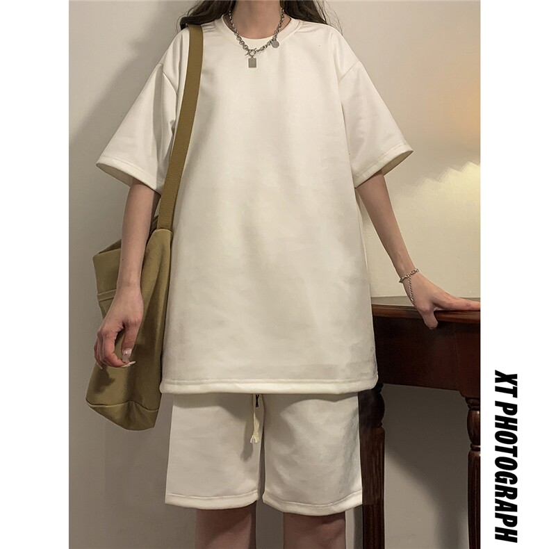 中性风麂皮绒短袖T恤男DT8766P23短裤男DK8767P32套装TZ8757P55,男装休闲套装,星座227-7