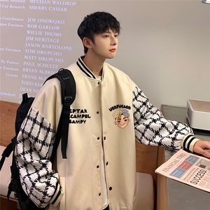 港风  秋季新品潮流宽松呢料夹克棒球服外套男女 G6706 P85控108图片