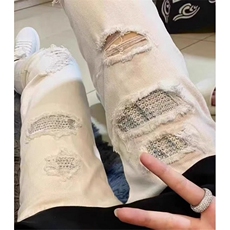 牛仔裤男款破洞夏季薄款新款休闲裤子男春秋修身小脚弹力KT80，男装牛仔裤，星座1116A（原606A-3）