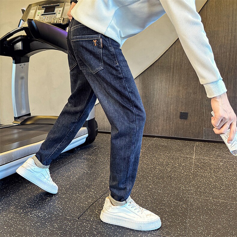 2026春季新款加厚抓毛牛仔裤男士修身小脚裤高品质长裤901N32P68，男装牛仔裤，星座901