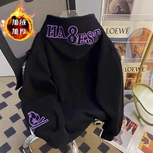 新款美式复古连帽卫衣男款重工刺绣加绒重磅帽衫上衣WYT291 P53图片