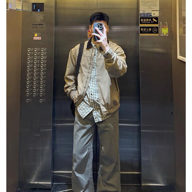 春秋季慵懒帆布夹克外套男女潮流宽松复古潮牌工装上衣HHW19P90,男装夹克,星座1013-5