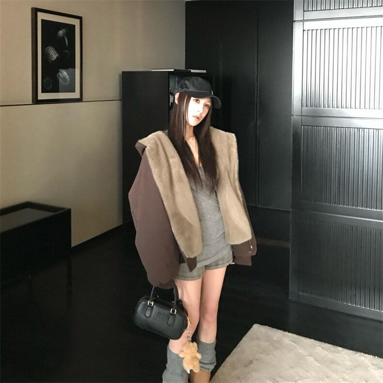 两面穿现货重磅短款座山雕棉衣男女双面穿毛毛绒棉服加厚外套,男装棉衣,电商A486