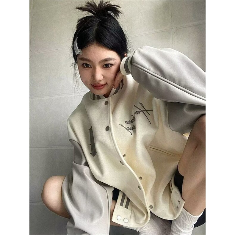 W10875-P68网图现货美式复古棒球服潮牌撞色拼接刺绣贴夹克外套,男装夹克,星座1608