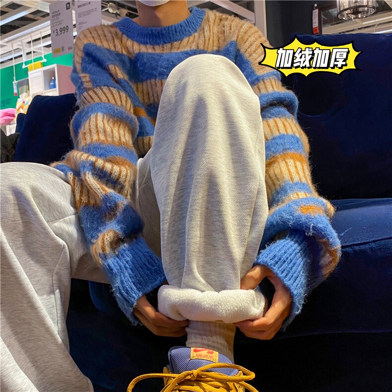 2025冬季新款纯色百搭加绒宽松束脚卫裤B315-K23454JR-p55控68图片
