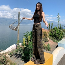 网络图现货美式高街潮流cleanfit迷彩微喇弯刀牛仔裤JF5120-P42，男装牛仔裤，星座715-7