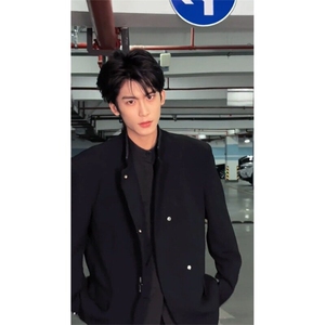 W9233-P68 网图现货 春新款新中式垫肩西装外套风立领西服夹克图片