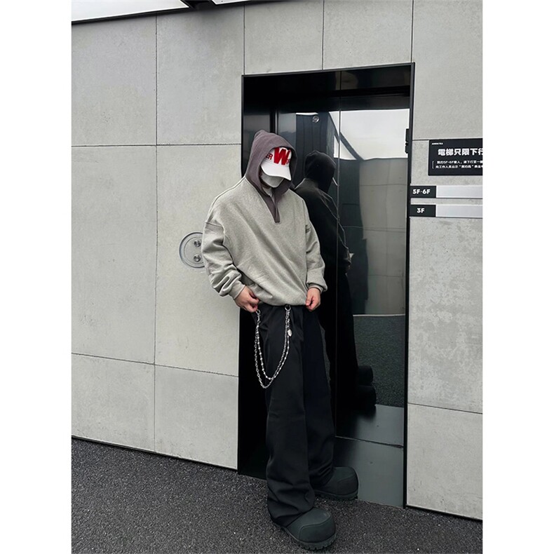 有货~cleanfit卫衣男款连帽毛线拼接宽松休闲外套MY6788-特P45图片