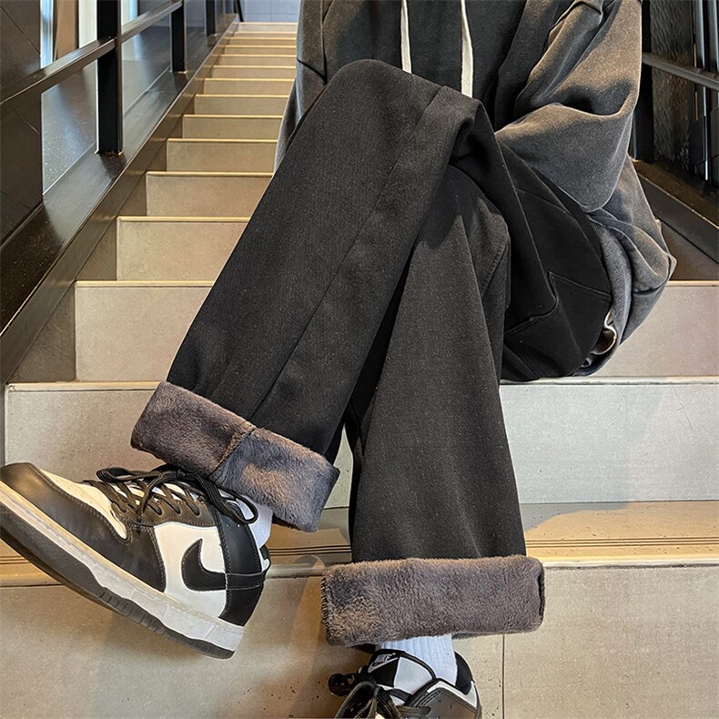 加绒加厚牛仔裤宽松直筒休闲裤KN12P40加绒P50,男装牛仔裤,电商D325