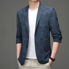 休闲西装男外套宽松薄款中年商务休闲男士西服上衣2023春秋季新款，男装西服，电商B212（原钱塘6029）