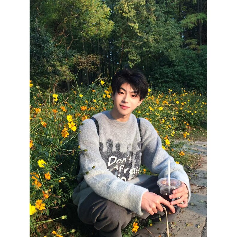 美式慵懒风字母套头男休闲人物毛衣软糯秋冬水貂毛针织衫M8859,男装针织衫/毛衣,星座1116A（原606A-3）