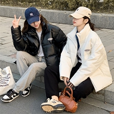 免洗pu皮羽绒服女短款2025新款冬季加厚立领面包服外套C592-P105，男装皮衣，星座911-2(原星座613-2）