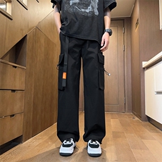 配腰带休闲裤男韩版潮大口袋个性2024春季新款ins长裤K5015-P38，男装休闲裤，星座412-2