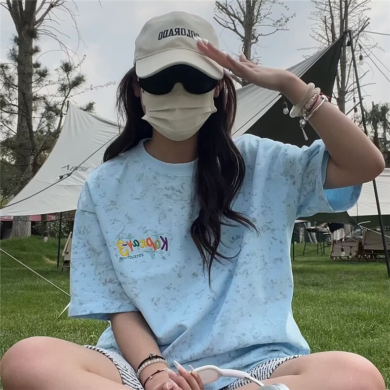 新款无品牌潮流百搭时尚日系流行雪花染印花冰感短袖T恤男夏季潮,男装T恤,星座506A