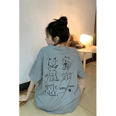 T0656-P25花灰色高级感潦草小狗简笔画纯棉卡通印花短袖男女款，男装T恤，星座617A-2