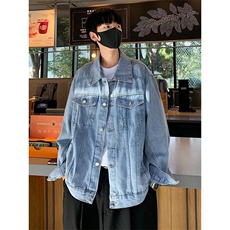 美式复古蓝色牛仔外套男女宽松百搭休闲夹克春秋季外搭JK64，男装夹克，星座1116A-1（原606A）