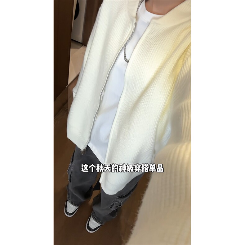 ！棒球领双拉链开衫针织毛衣男CP16-特p55,男装针织衫/毛衣,电商B371