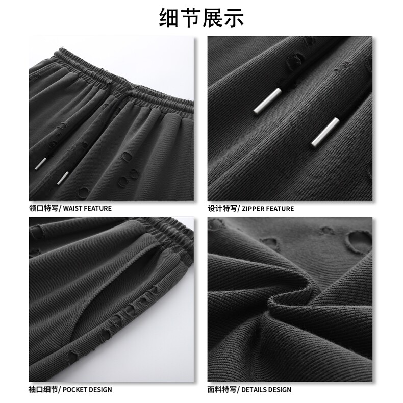 纯色流行时尚高街复古短裤夏季新款破洞潮流宽松五分裤K762TP30,男装休闲裤,电商A102B